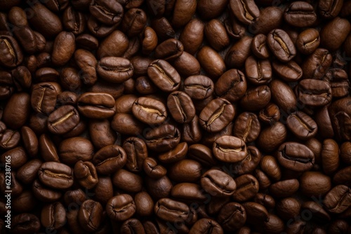AI generated illustration of dark, aromatic coffee beans
