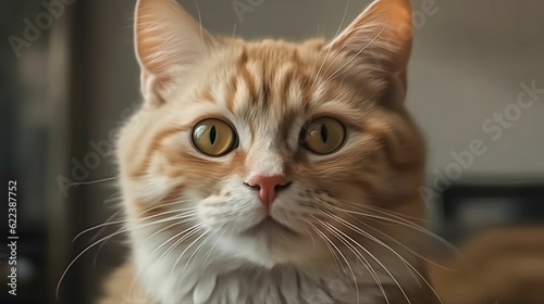 AI generated illustration of a cat with big eyes