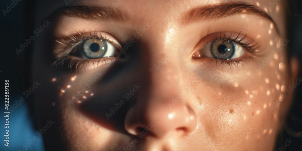 AI generated illustration of a close-up portrait of a person with sunspots on their ski