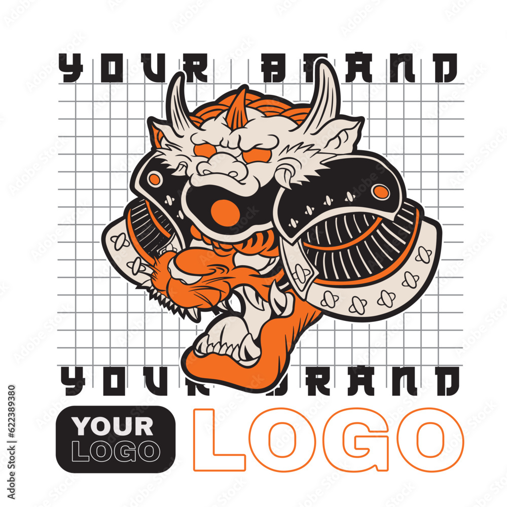 Naklejka premium Tiger anger. Vector illustration of a tiger head. 