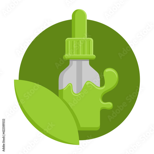 Essential Oil - green flacon with aromatic liquid