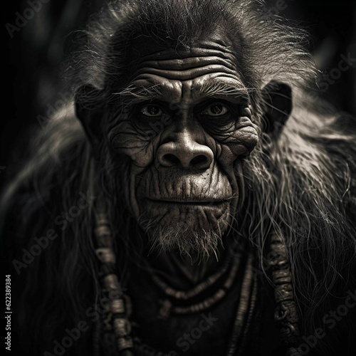 AI generated illustration of a silverback gorilla with a long grey beard © Dragono6/Wirestock Creators