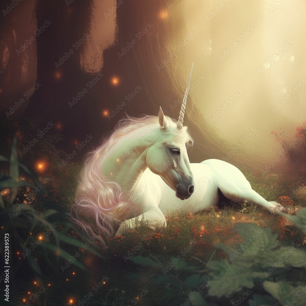 Dream of a white unicorn - AI Generated