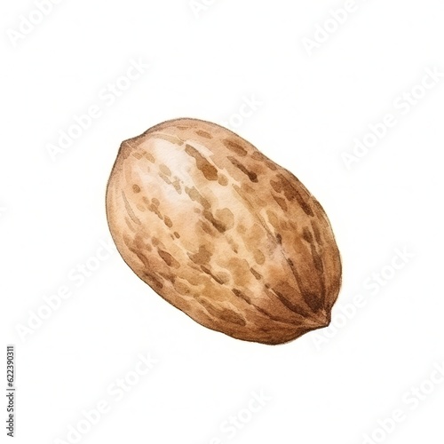 Organic Walnut Nuts Background, Square Watercolor Illustration. Nutritious Vegetarian Protein Snack. Ai Generated Soft Colored Watercolor Illustration with Delicious Tasty Walnut Nuts.