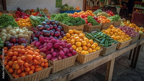 Farmers Market Fruit Stand - AI-Generated © Ron Mcnabb/Wirestock Creators