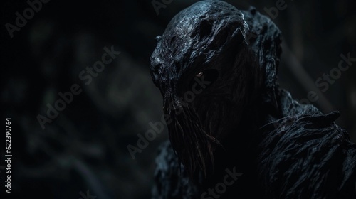 AI generated illustration of a monstrous creature on a dark background