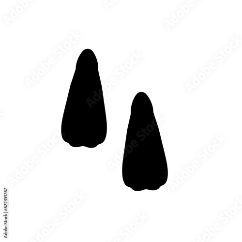 black silhouette of a pair of flippers swimming diving fins