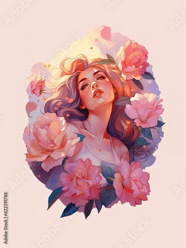 Beautiful woman portrait with flowers