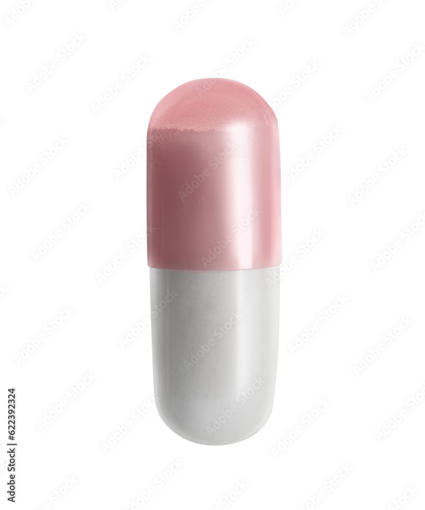 One pill isolated on white. Drug therapy One pill isolated on white. Drug therapy