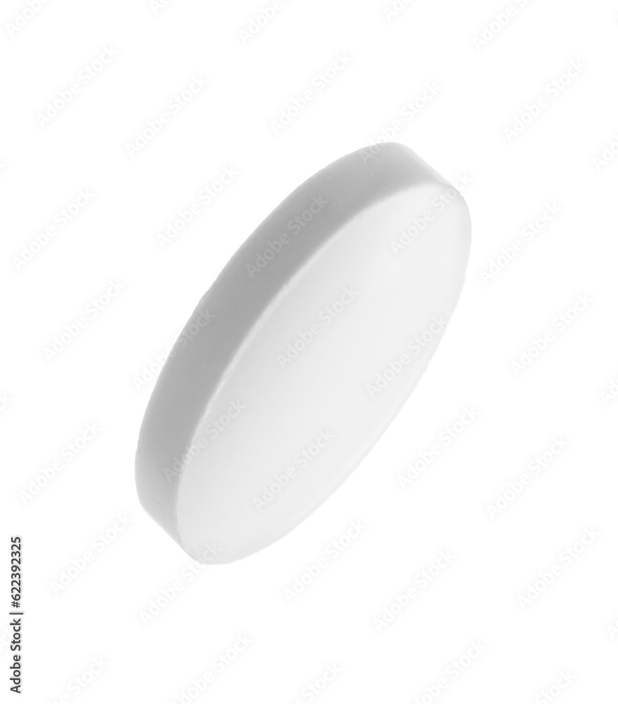 One pill isolated on white. Drug therapy One pill isolated on white. Drug therapy