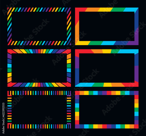 Rectangle frame border collection with rainbow colors