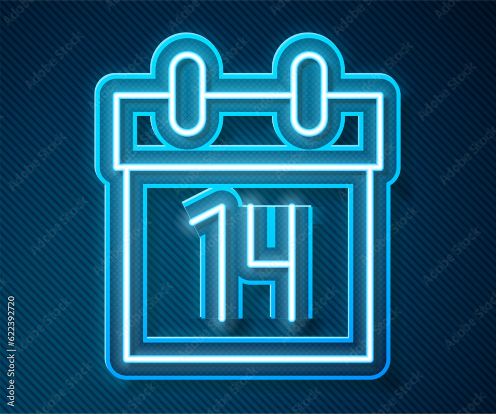Glowing neon line Calendar icon isolated on blue background. Event reminder symbol. Vector Glowing neon line Calendar icon isolated on blue background. Event reminder symbol. Vector