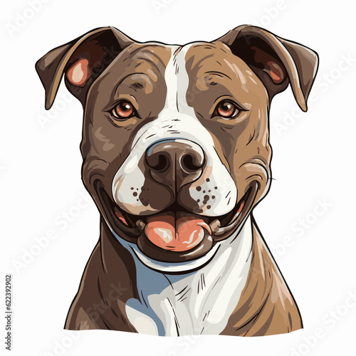 simple cartoon clipart pitbull dog white background