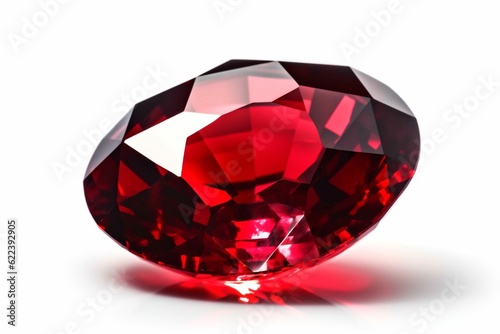 AI generated illustration of red ruby stone isolated on white background