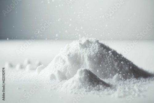 AI generated illustration of pile of salt spilling on white background