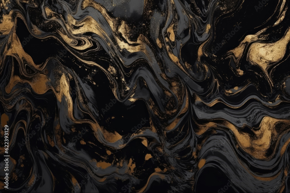 Black and Gold Liquid Marble. Fluid Black and Golden Marble Background Texture with Gold Viens. Luxury Modern Backdrop for banner, invitation, greeting card. Generative ai Black and Gold Liquid Marble. Fluid Black and Golden Marble Background Texture with Gold Viens. Luxury Modern Backdrop for banner, invitation, greeting card. Generative ai