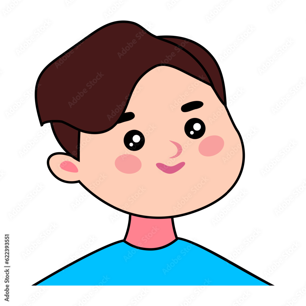 Happy smiling man portrait. Baby face. User avatar. Vector flat cartoon style illustration isolated, on white background Happy smiling man portrait. Baby face. User avatar. Vector flat cartoon style illustration isolated, on white background