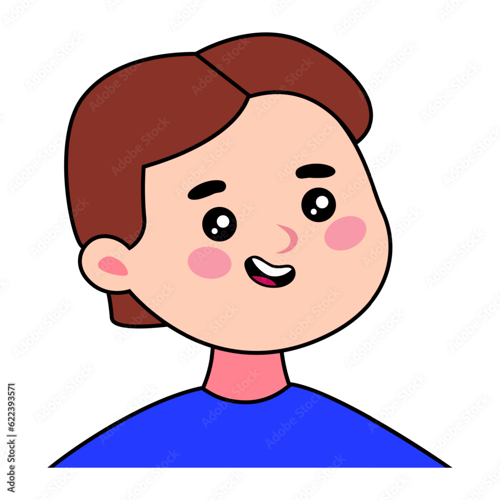 Happy smiling man portrait. User avatar. Vector flat cartoon style illustration isolated, on white background Happy smiling man portrait. User avatar. Vector flat cartoon style illustration isolated, on white background