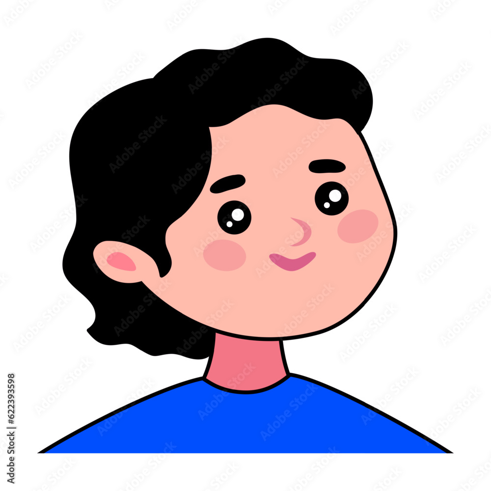 Happy smiling man portrait. Baby face. User avatar. Vector flat cartoon style illustration isolated, on white background Happy smiling man portrait. Baby face. User avatar. Vector flat cartoon style illustration isolated, on white background