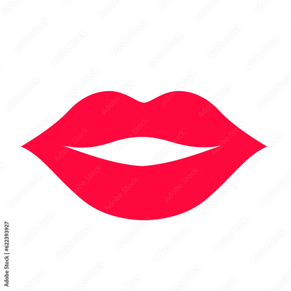 Red, scarlet, pink female lips. Vector illustration of sexy woman's lips, isolated on white background. Beauty concept, trendy pop art style Red, scarlet, pink female lips. Vector illustration of sexy woman's lips, isolated on white background. Beauty concept, trendy pop art style
