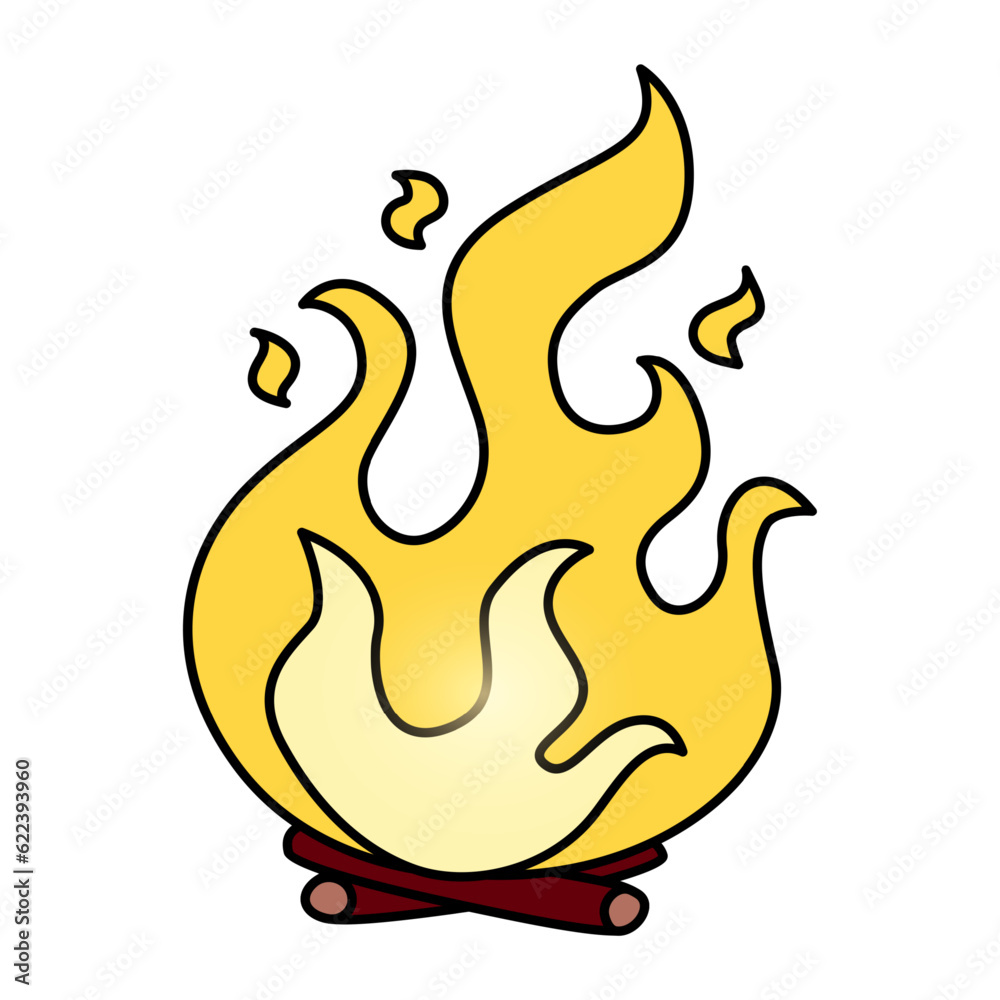 Bonfire isolated on white background. Vector illustration in cartoon flat style
Bonfire isolated on white background. Vector illustration in cartoon flat style