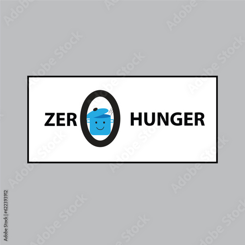 zero hunger text with symbol of a smiling pot 