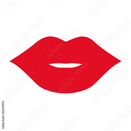 Red, scarlet, pink female lips. Vector illustration of sexy woman's lips, isolated on white background. Beauty concept, trendy pop art style