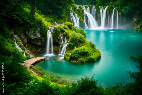 waterfall in plitvice national park generated ai