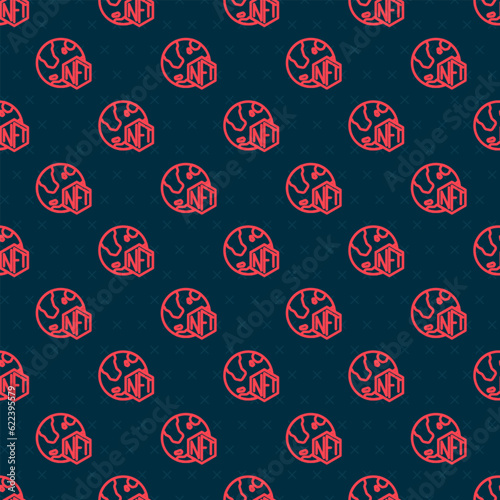 Red line NFT Digital crypto art icon isolated seamless pattern on black background. Non fungible token. Vector