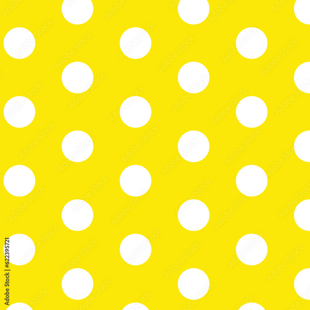 abstract geometric white polka dot pattern with yellow background.