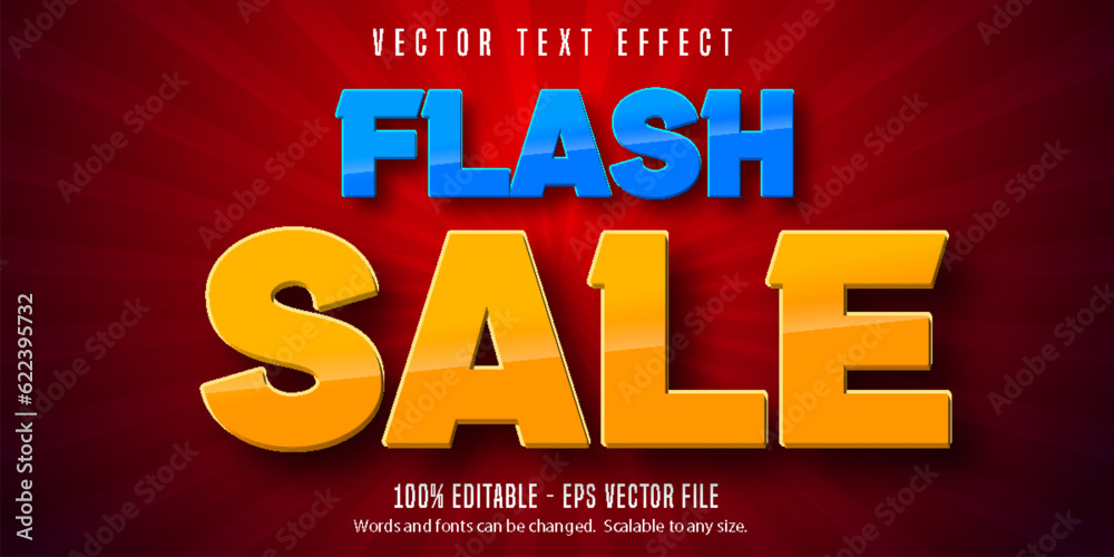 Flash sale text, editable text effect
