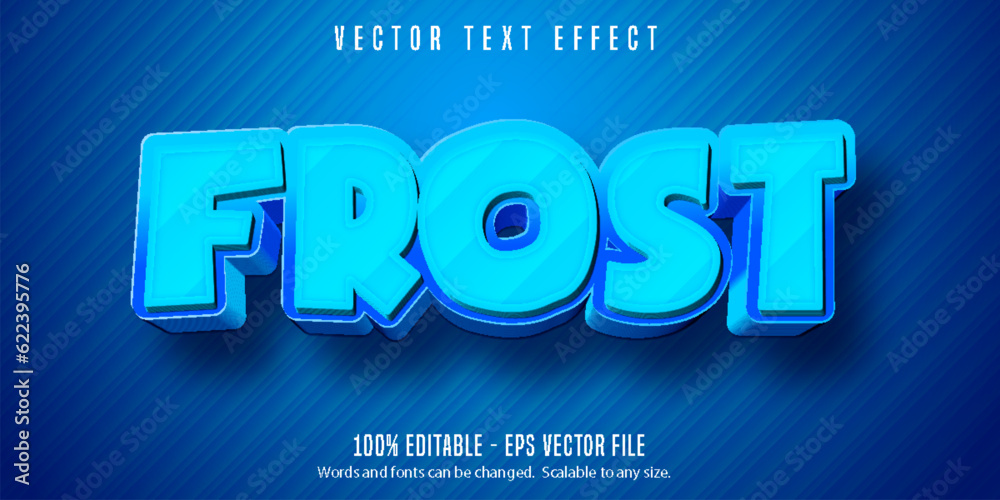 Frost text, cartoon game style editable text effect