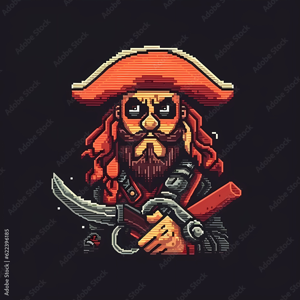 pixel art pirate skull with sword - Generative Art pixel art pirate skull with sword - Generative Art