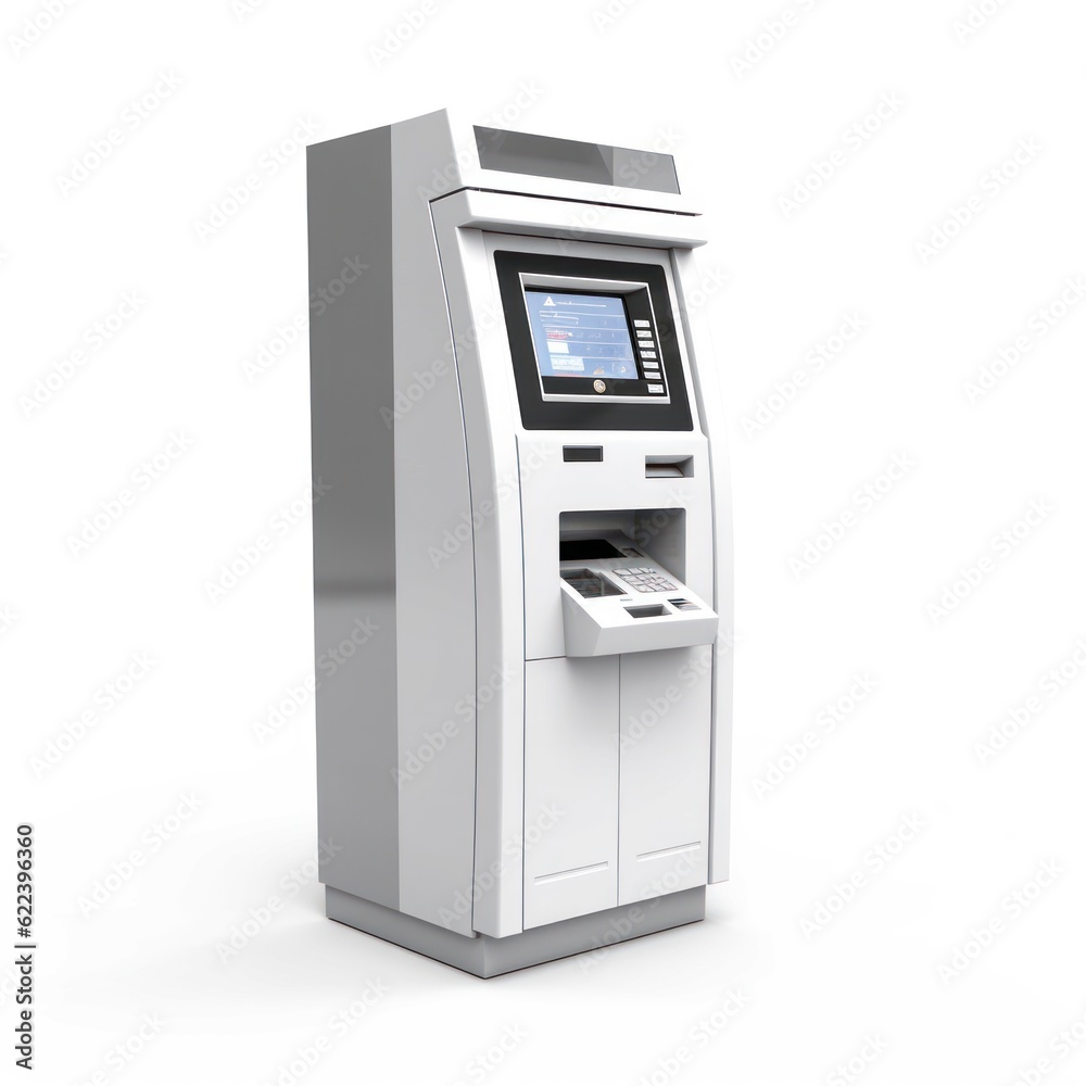 project of a modern ATM machine isolated on white, ai tools generated image project of a modern ATM machine isolated on white, ai tools generated image