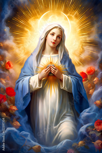 Canvastavla Immaculate Heart of the Holy Mary. AI generativ.