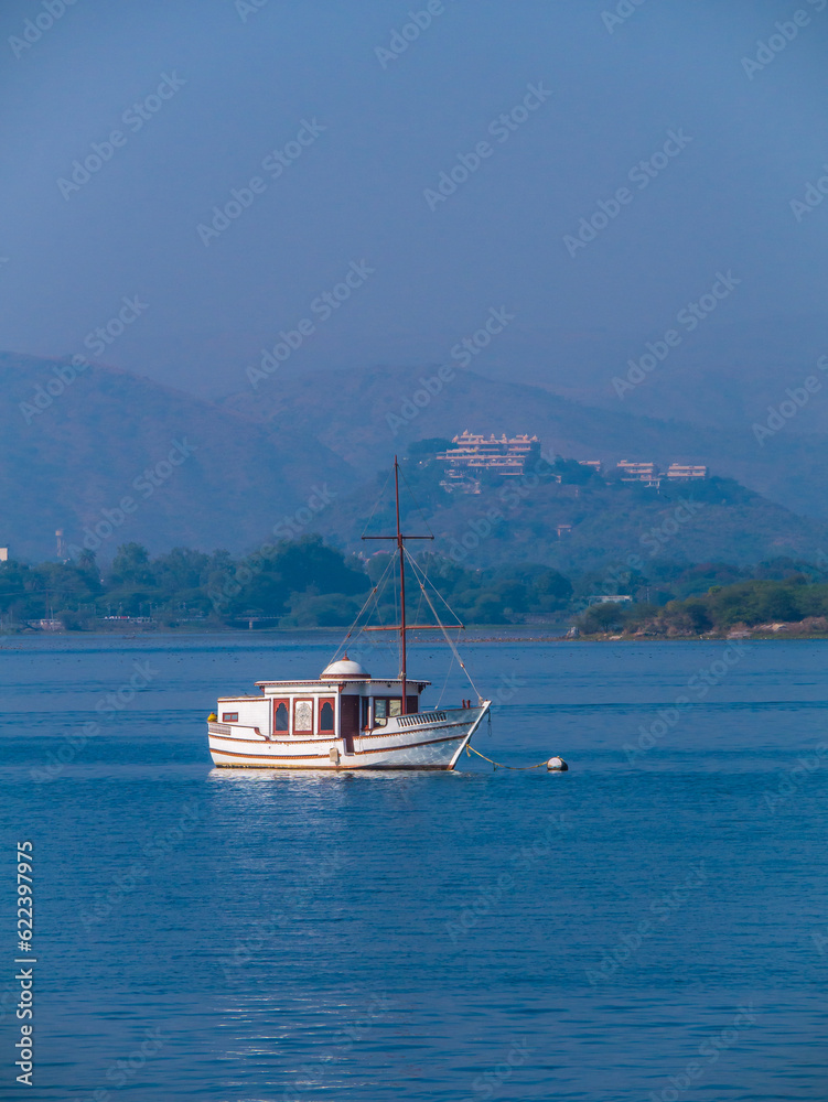 Tourist boat at Pichola lake at Udaipur