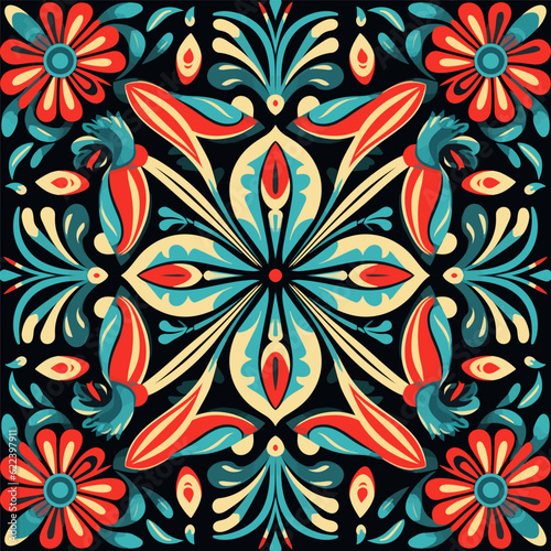 Ethnic floral pattern traditional folk old ancient antique tribal ethnic. Ornate elegant luxury background symmetrical.