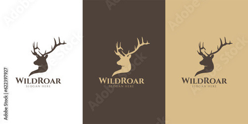 Wild Roar Presents The Allure of the Forest - A Striking Deer Head Logo for Adventurous Souls