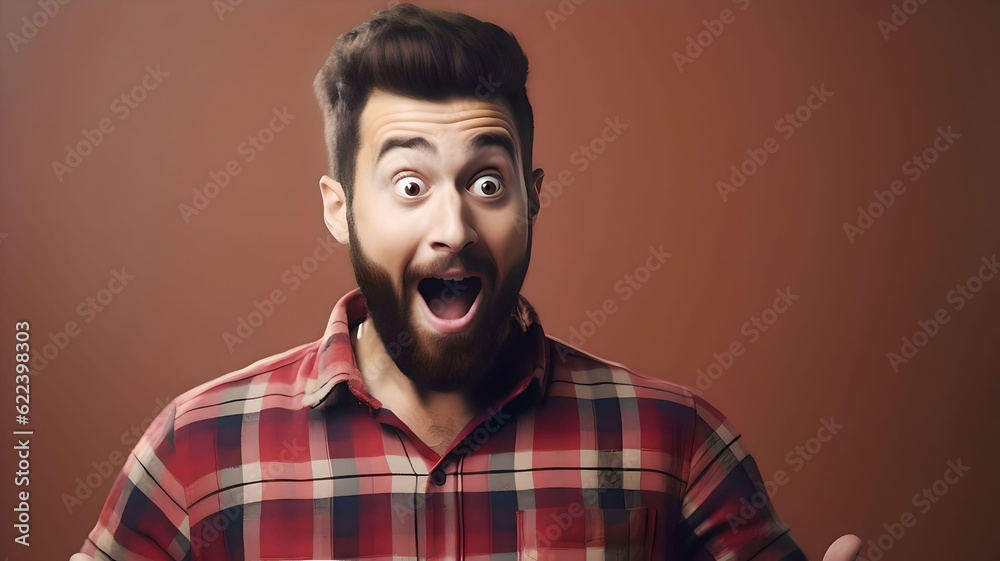 Fool crazy man. happy expression, Copy space, Generative AI Fool crazy man. happy expression, Copy space, Generative AI