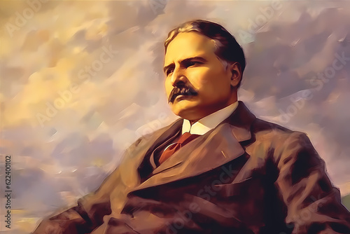 Portrait of Doctor Allama Muhammad Iqbal. (The national poet of Pakistan). photo