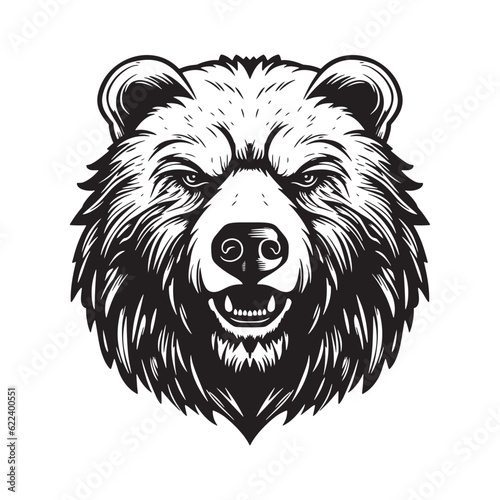 Vector roaring bear isolated on white background.