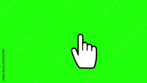 animation template. hand icon touching screen on green background
