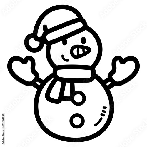 snowman line icon style