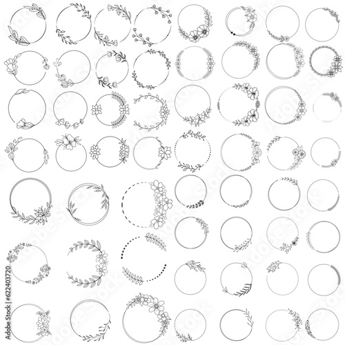 Floral wreaths, big set of floral round frames vector illustration. Perfect for invitations, greeting cards, quotes, blogs, Wedding Frames, posters and more