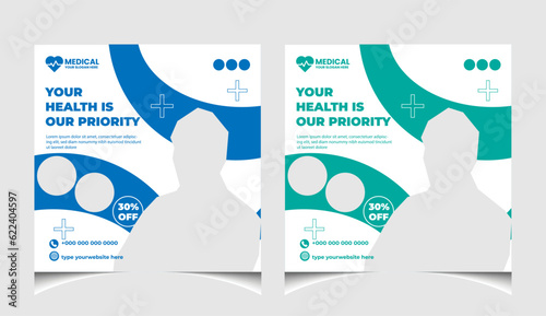 Healthcare or medical social media post template design.