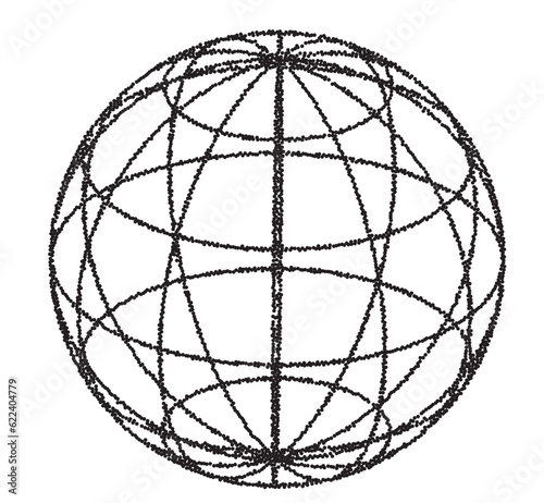 Obraz na plátně Wireframe sphere vector with stipple lines