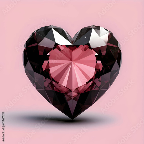 A large ruby heart on a light background.