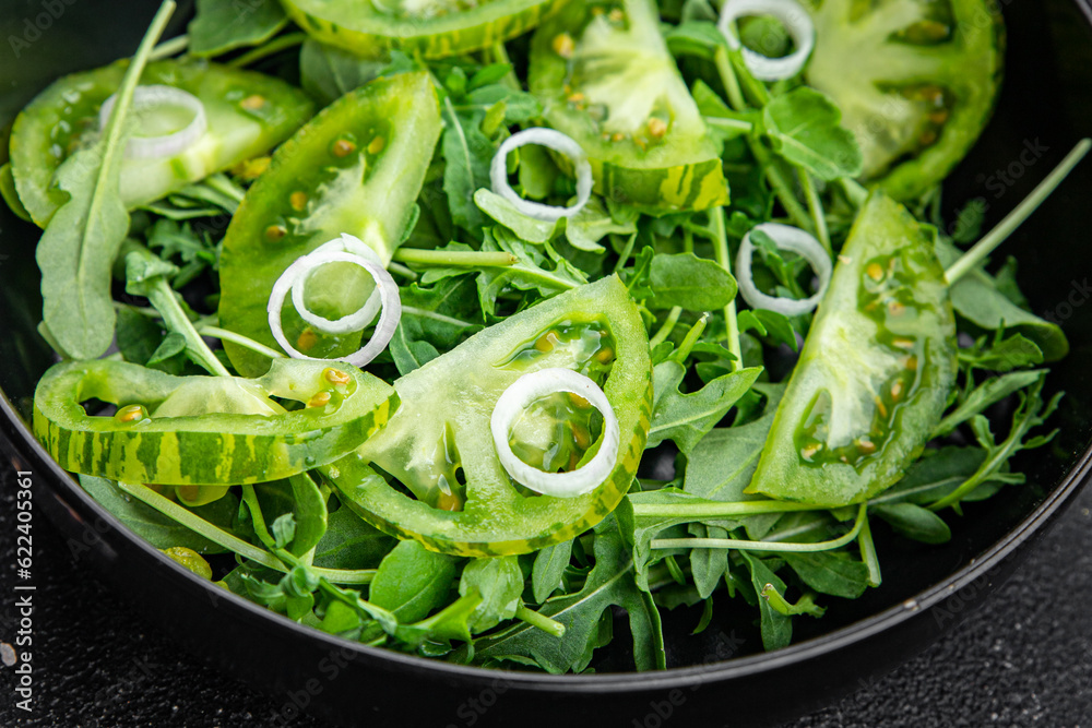 salad green tomato vegetable meal food snack on the table copy space food background rustic top view salad green tomato vegetable meal food snack on the table copy space food background rustic top view