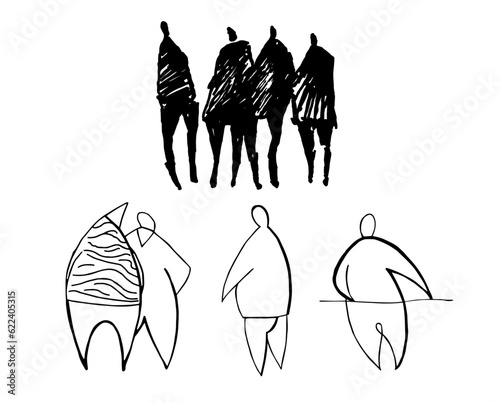 Set of sketchy people for graphic design entourage