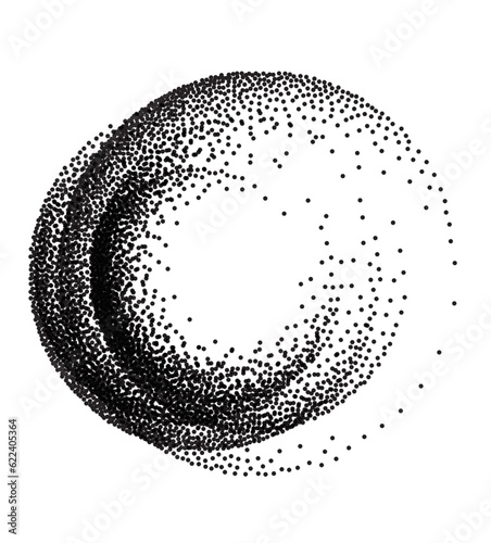 Stipple swirl circle. Halftone gradient vortex